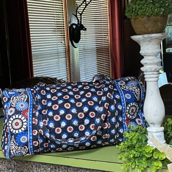 Vera Bradley Accessories - Vera Bradley - Medium Duffel Bag - 18x8x8- Cotton Quilted ( Blue/Red/White)